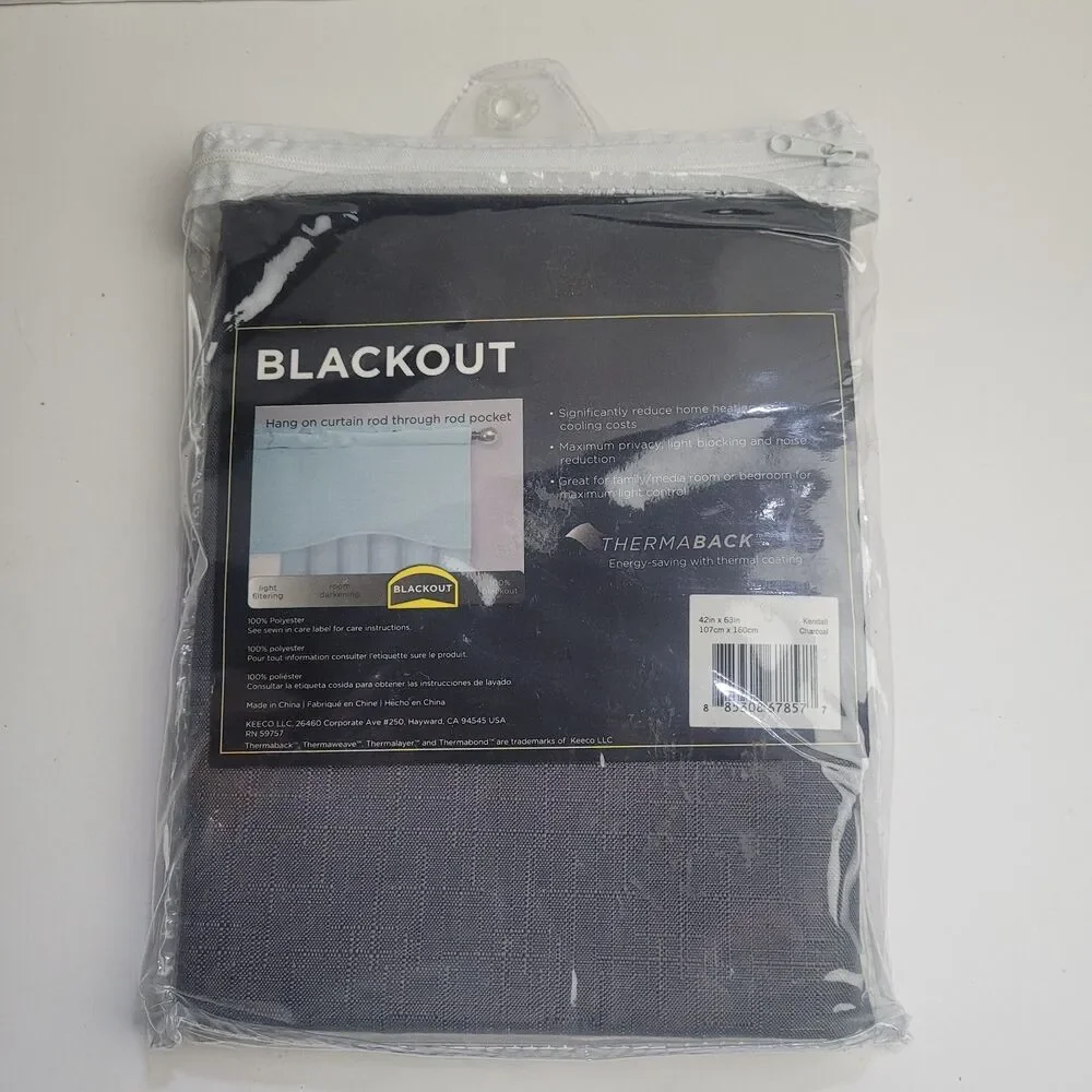NEW Eclipse Kendall Charcoal Gray Blackout Thermal Curtain Panel 42x63in #CT5